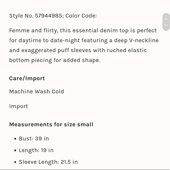 Free People Pamela Denim Blouse Black Acid Wash - Picture 4 of 5